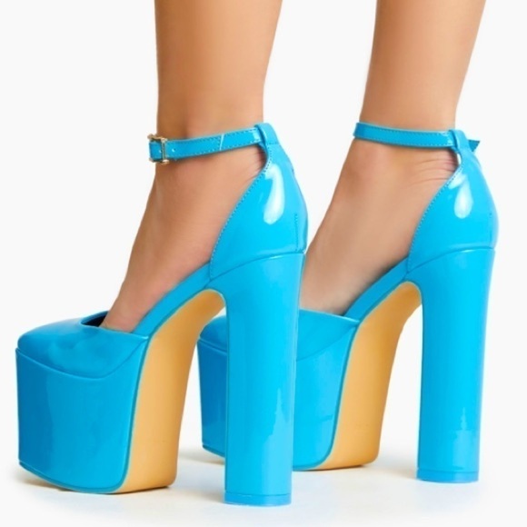 2-PLATFORM block heels ankles straps patent leather. - Picture 4 of 5